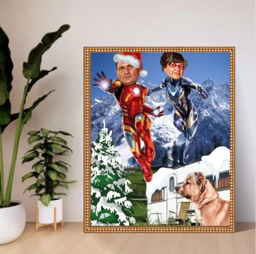 Семейна карикатура с домашен любимец